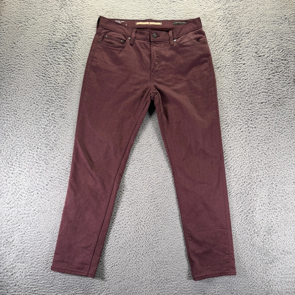 Banana Republic Travel Jeans Mens 31x30 Red Cotton Denim Straight Slim Stretch